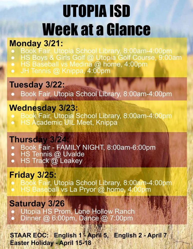 Week at a Glance, March 21-26