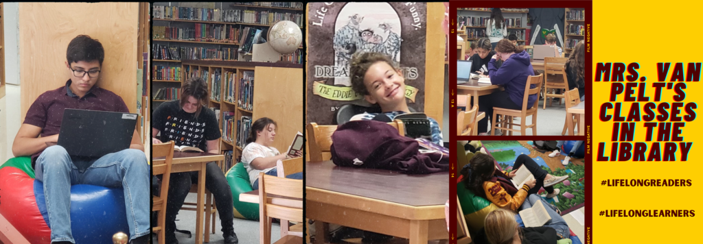 Mrs. Van Pelt's classes read in the Library