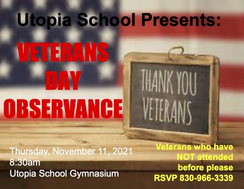 Veterans Day Observance, November 11, 2021 8:30 AM 