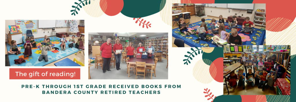 Pre-K through 1st grade receive books from Bandera County Retired Teachers