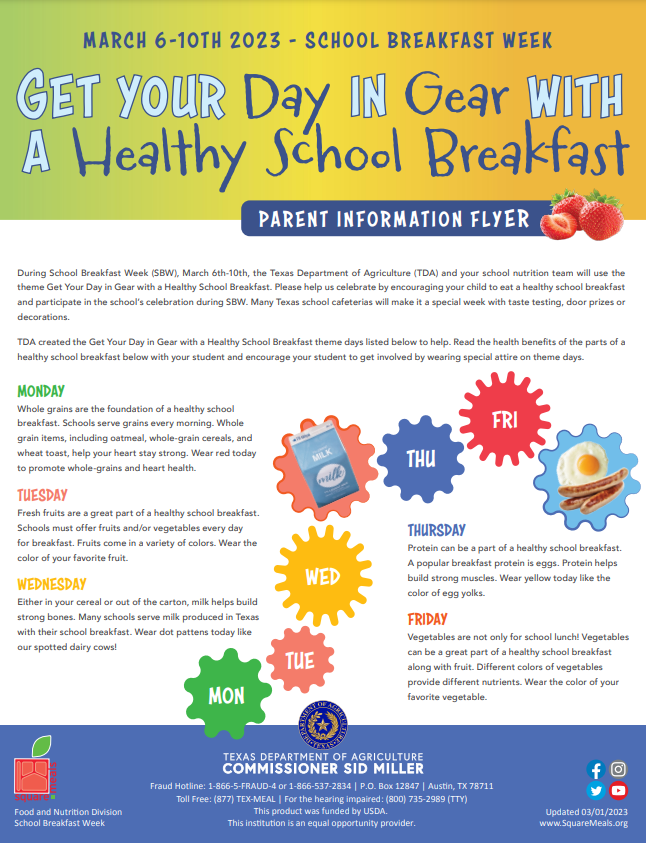 March 6th - 10 National School Breakfast Week